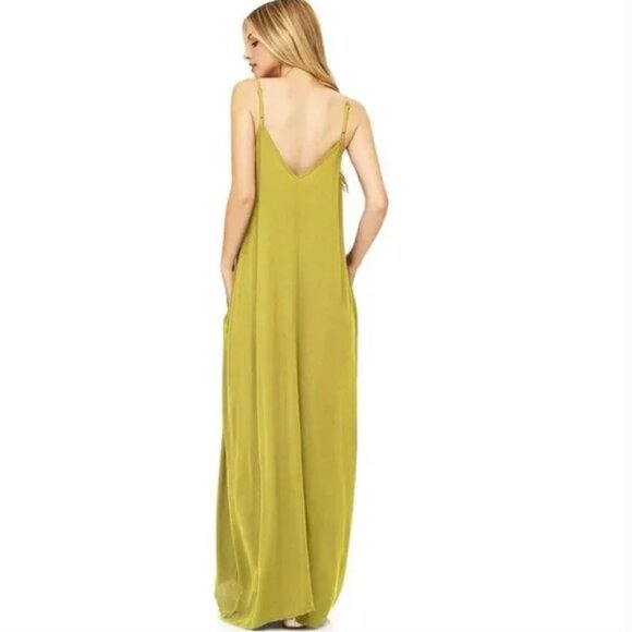 Love Stitch Gauze Maxi Dress with Pockets in Mustard Yellow Size S/M - Picture 3 of 8